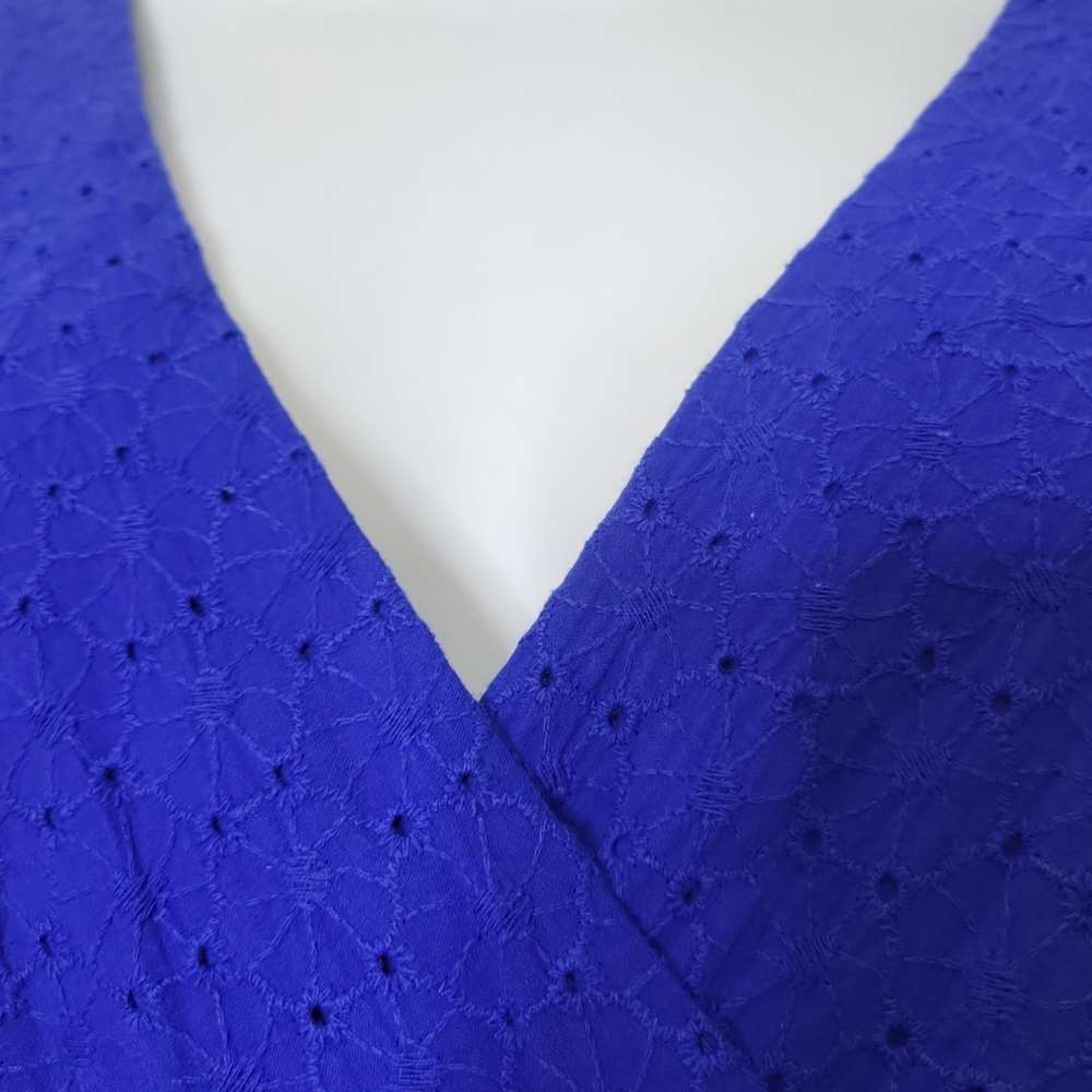 Sandra Darren Royal Blue V Neckline Sleeveless Fit and Flare Dress Size 8 - Picture 4 of 13